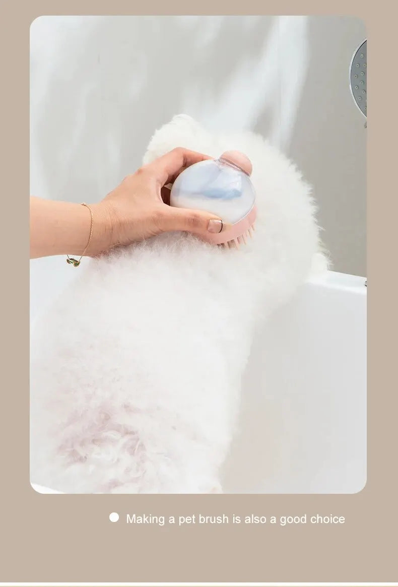 Soft Silicone Pet Bath Brush with Shampoo Dispenser