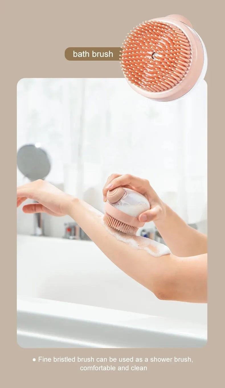 Soft Silicone Pet Bath Brush with Shampoo Dispenser