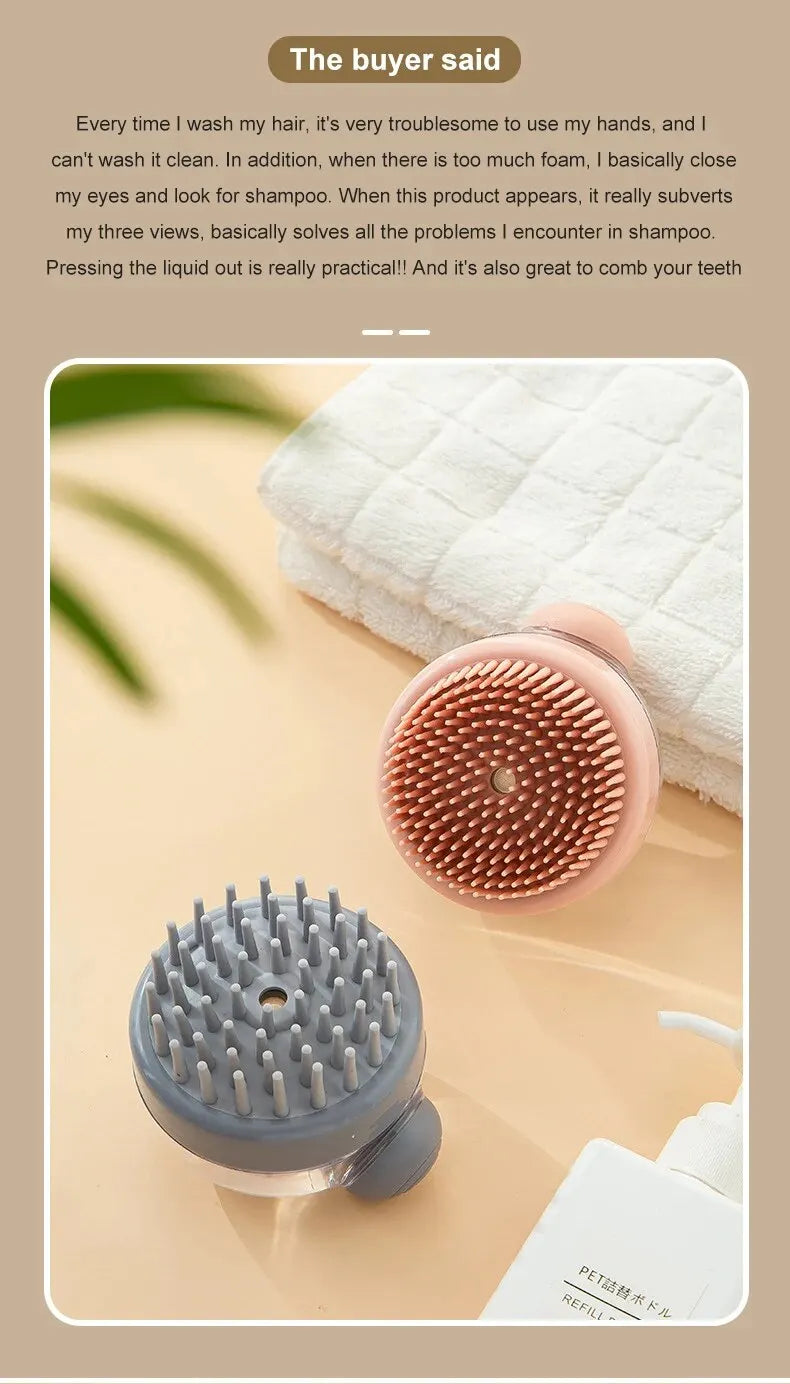 Soft Silicone Pet Bath Brush with Shampoo Dispenser