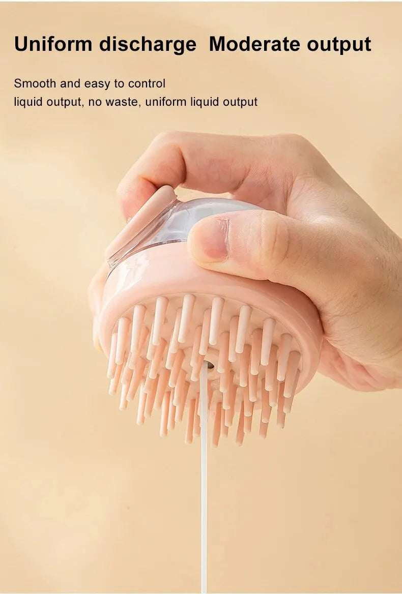 Soft Silicone Pet Bath Brush with Shampoo Dispenser