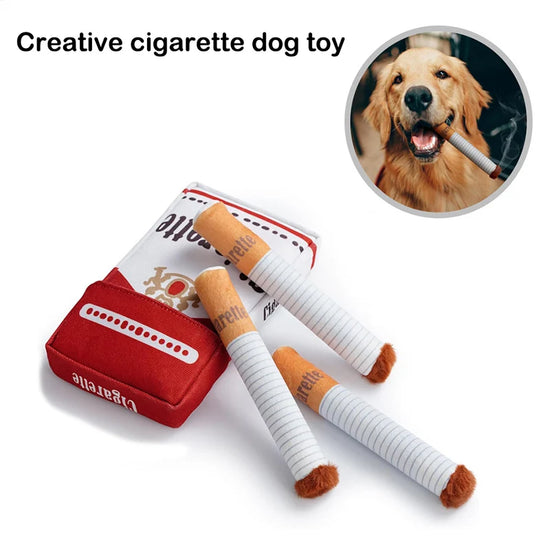 Funny Cigarette Box Plush Dog Toy