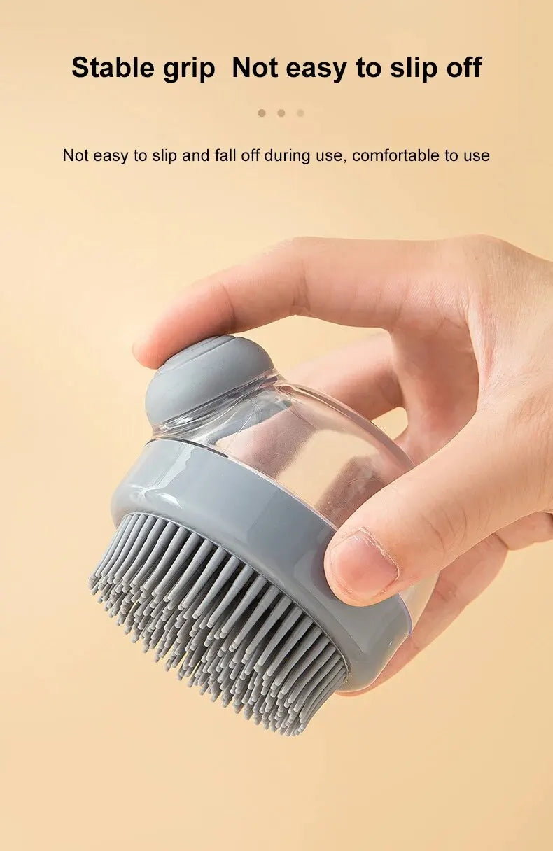 Soft Silicone Pet Bath Brush with Shampoo Dispenser